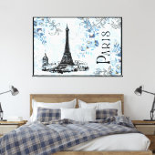 Paris in Blue Canvas Print Leinwanddruck (Insitu (Schlafzimmer))