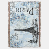Paris in Blue Fringed Blanket Decke (Vorderseite Vertikal)