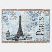Paris in Blue Fringed Blanket Decke (Vorderseite)