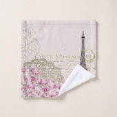 Paris in Blume Badhandtuch Set (Waschlappen)