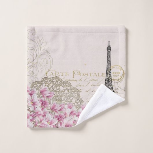 Paris in Blume Badhandtuch Set (Waschlappen)