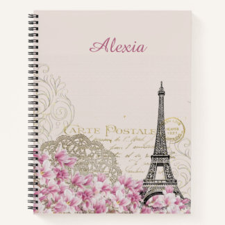 Paris in Blume | Ihr Name Notizblock