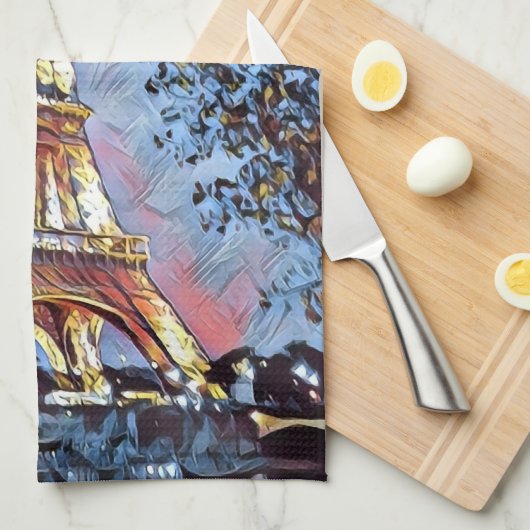 Paris in der Blue Hour Kitchen Handtuch (Viertel Falte)