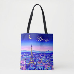 Paris in der Dämmerung unter einem Halbmond Tasche
