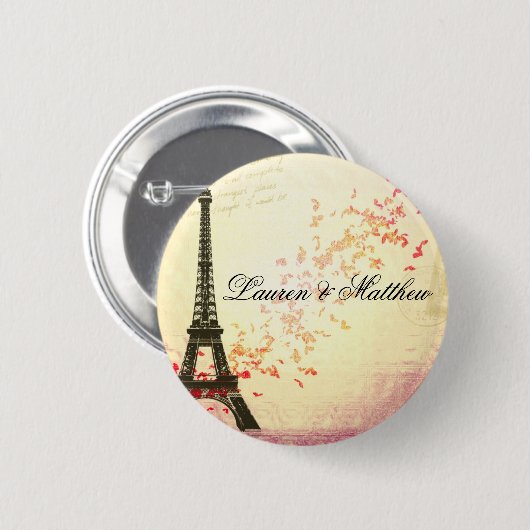 Paris in der Liebe - Eiffel-Turm Button (Vorne & Hinten)