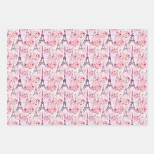 PARIS IN FRÜHZEIT FLORALGESCHENK GESCHENKPAPIER SET (Vorderseite)
