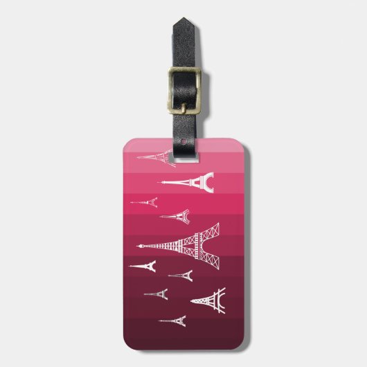 Paris in Rosa Gepäckanhänger (Vorderseite vertikal)