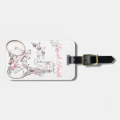 Paris in rosa Vintagem Gepäckanhänger (Vorderseite horizontal)