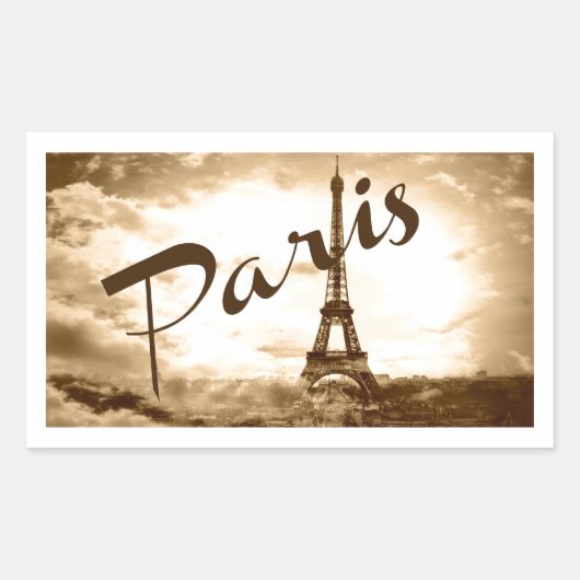 Paris in Sepia Rechteckiger Aufkleber (Vorderseite)