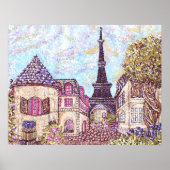Paris inspiriert Pointillismus mit Eiffelturm Post Poster (Vorne)