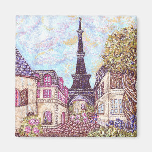 Paris Inspiriert Stadtbild Pointillismus mit Eiffe Magnet
