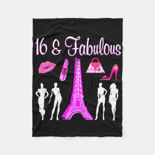 PARIS INSPIRIERT SÜSSEL 16. GEBURTSTAG-DESIGN FLEECEDECKE (Vorderseite)