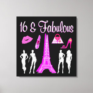 PARIS INSPIRIERT SÜSSEL 16. GEBURTSTAG-DESIGN LEINWANDDRUCK