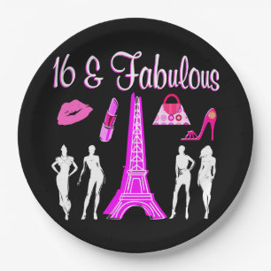 PARIS INSPIRIERT SÜSSEL 16. GEBURTSTAG-DESIGN PAPPTELLER