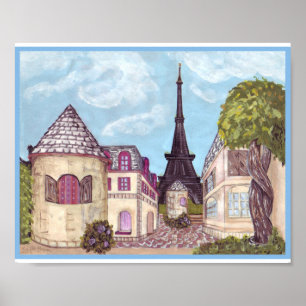 Paris inspirierte Landschaft mit Eiffelturm Po Poster