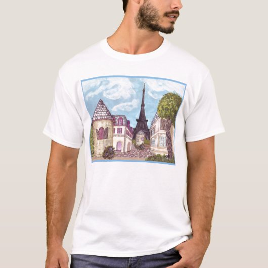 Paris inspirierte Landschaft mit Eiffelturm-Shirt T-Shirt (Vorderseite)