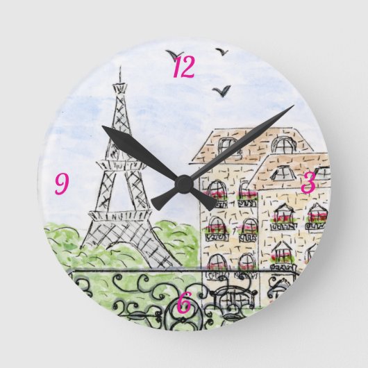 Paris ist eine gute Idee Runde Wanduhr (Vorderseite)