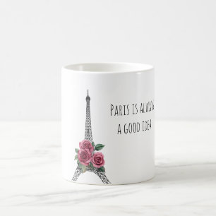 Paris ist immer eine gute Idee Eiffelturm Rosen Kaffeetasse
