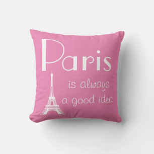 Paris ist immer eine gute Idee pink Kissen