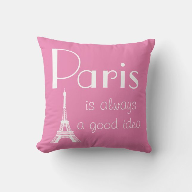 Paris ist immer eine gute Idee pink Kissen (Vorderseite)