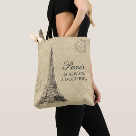 Paris ist immer eine gutes Idee Zitat-Vintage Tasche