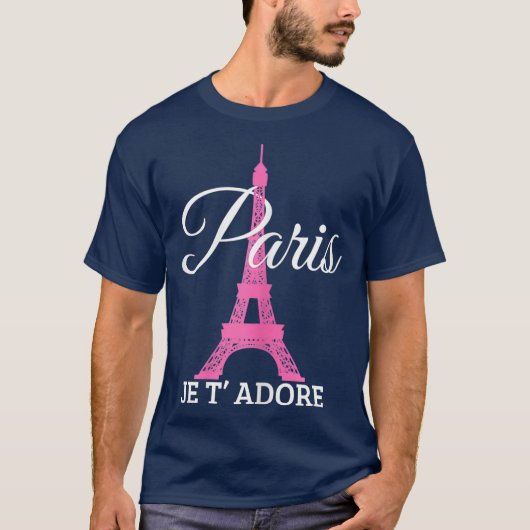 Paris Je Tadore France Pink Eiffel Tower Gift T-Shirt (Vorderseite)
