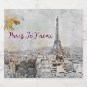 Paris, Je T'aime | Eiffel Tower Paris Frankreich Schaumweinetikett (Einzelnes Label)