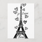 PARIS JE T'AIME EIFFEL TOWER UND HÖRDRUCK POSTKARTE (Vorderseite)