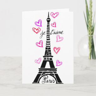 PARIS JE T'AIME EIFFEL UND PINKHERZEN KARTE
