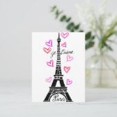 PARIS JE T'AIME EIFFEL UND PINKHERZEN POSTKARTE (Stehend Vorderseite)