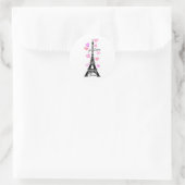 PARIS JE T'AIME EIFFEL UND ROSA HERZEN RUNDER AUFKLEBER (Tasche)