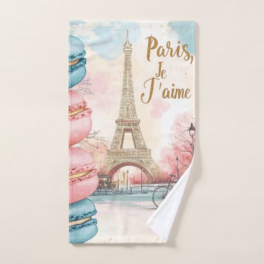 Paris, Je T'aime - Eiffelturm mit Macarons Handtuch (Handtuch)