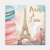 Paris, Je T'aime - Eiffelturm mit Macarons Magnet (Vorne)