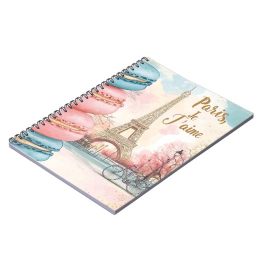 Paris, Je T'aime - Eiffelturm mit Macarons Notizblock (Linke Seite)