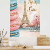 Paris, Je T'aime - Eiffelturm mit Macarons Poster (Küche)