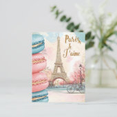 Paris, Je T'aime - Eiffelturm mit Macarons Postkarte (Stehend Vorderseite)