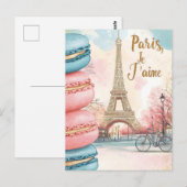 Paris, Je T'aime - Eiffelturm mit Macarons Postkarte (Vorne/Hinten)
