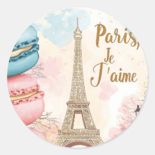 Paris, Je T'aime - Eiffelturm mit Macarons Runder Aufkleber