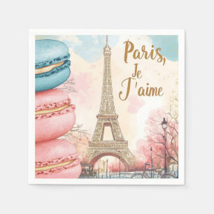 Paris, Je T'aime - Eiffelturm mit Macarons Serviette