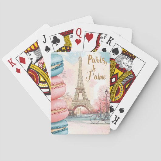 Paris, Je T'aime - Eiffelturm mit Macarons Spielkarten (Rückseite)