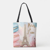 Paris, Je T'aime - Eiffelturm mit Macarons Tasche (Rückseite)