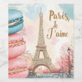 Paris, Je T'aime - Eiffelturm mit Macarons Weinetikett (Einzelnes Label)