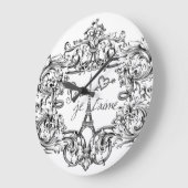 "Paris Je T'aime" Eiffelturm Scroll Print Große Wanduhr (Winkel)