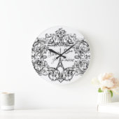 "Paris Je T'aime" Eiffelturm Scroll Print Große Wanduhr (Zuhause)