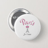 Paris - Je t'aime (i-Liebe Sie) Button (Vorne & Hinten)