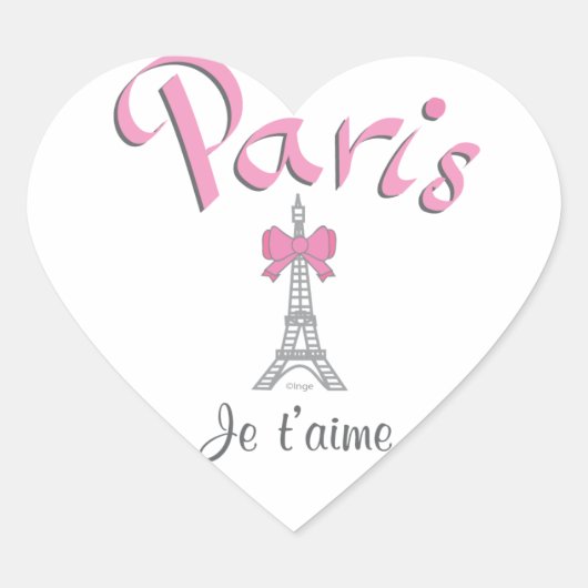 Paris - Je t'aime (Ich Liebe dich) Herz-Aufkleber (Vorderseite)