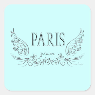 PARIS Je t'aime (ich liebe dich) Quadratischer Aufkleber