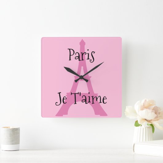 Paris Je t'aime Quadratische Wanduhr (Zuhause)