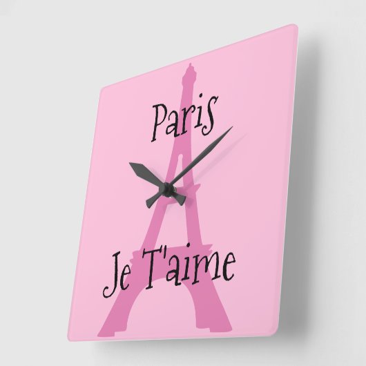 Paris Je t'aime Quadratische Wanduhr (Winkel)