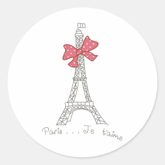 Paris... Je t'aime Runder Aufkleber (Vorderseite)